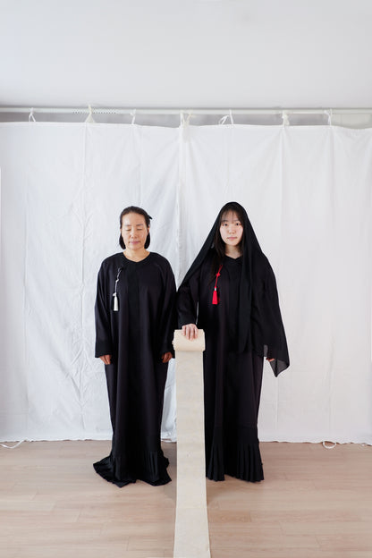 Satin Pleated Abaya Black