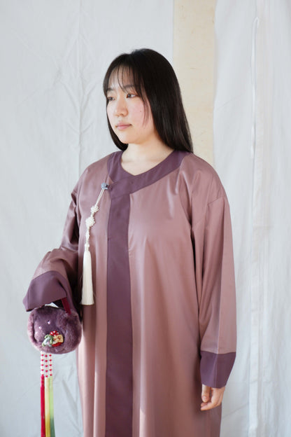 Satin Pleated Abaya Mauve