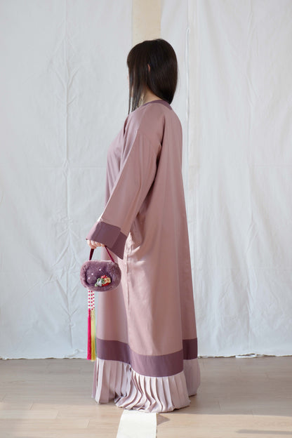 Satin Pleated Abaya Mauve