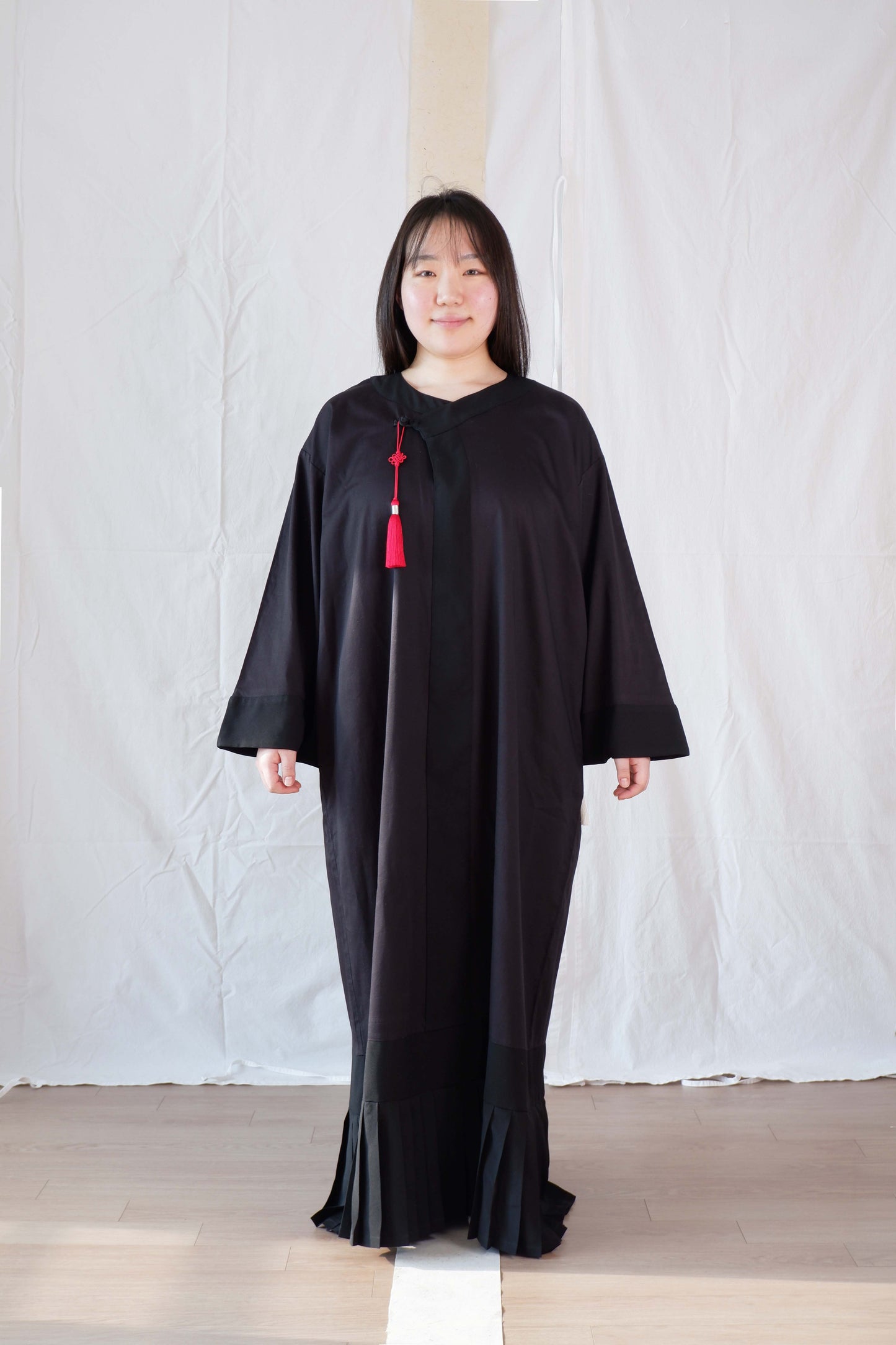 Satin Pleated Abaya Black