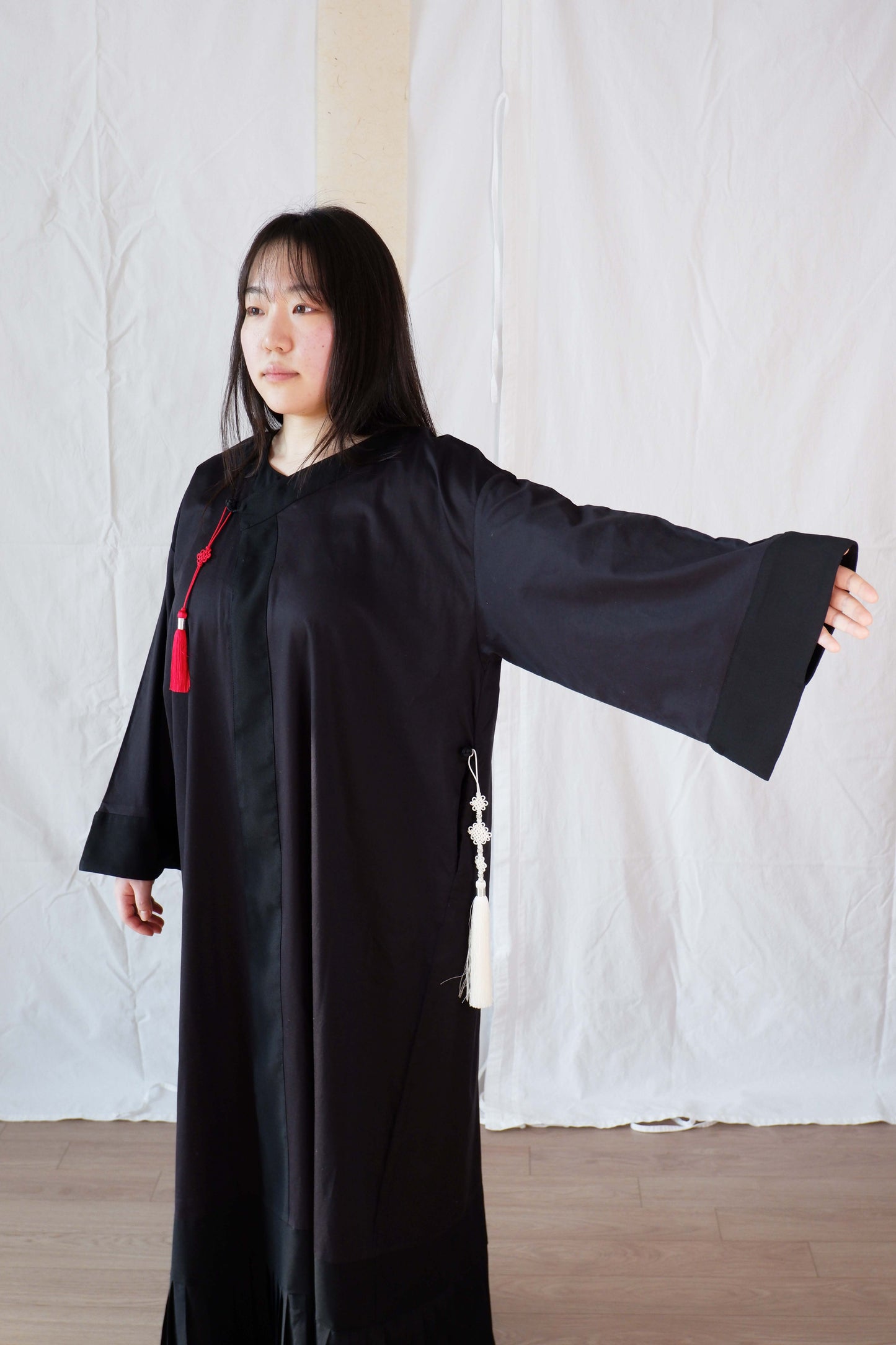 Satin Pleated Abaya Black
