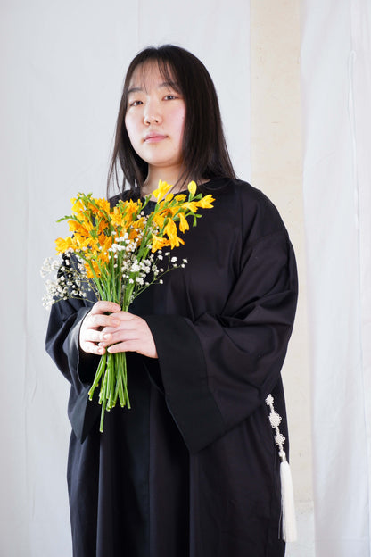 Satin Pleated Abaya Black