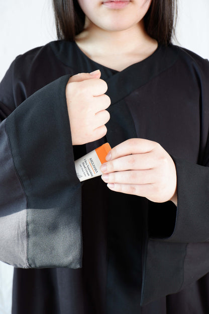 Satin Pleated Abaya Black