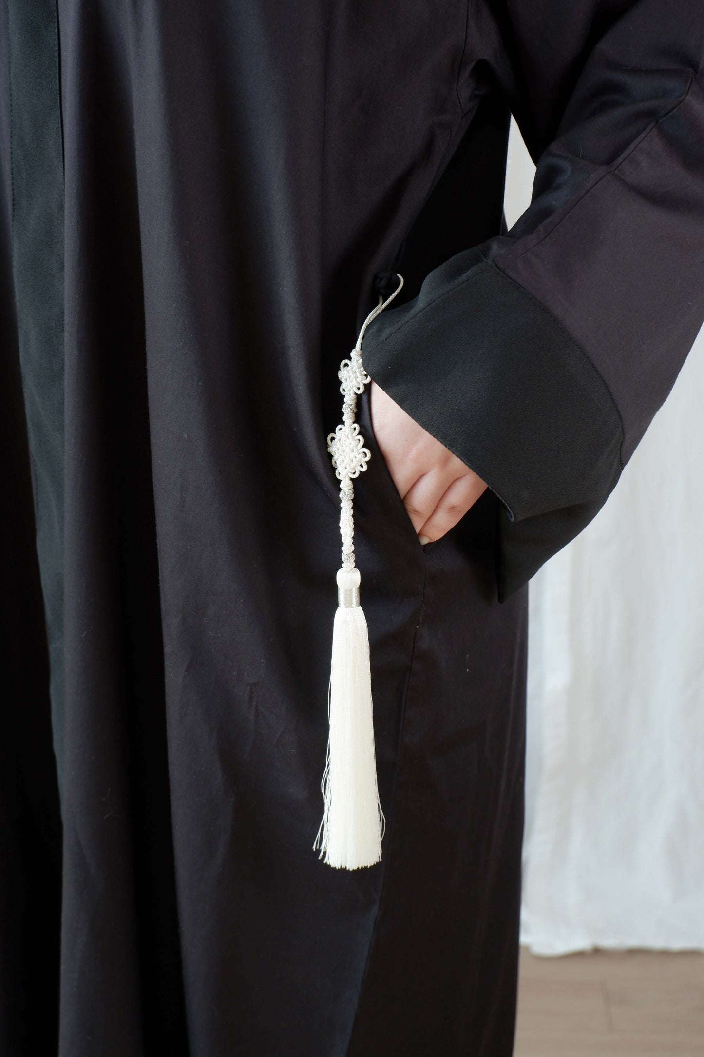 Satin Pleated Abaya Black